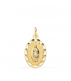 Medalla Cerco Virgen Guadalupe México Oro 18 K 23 mm