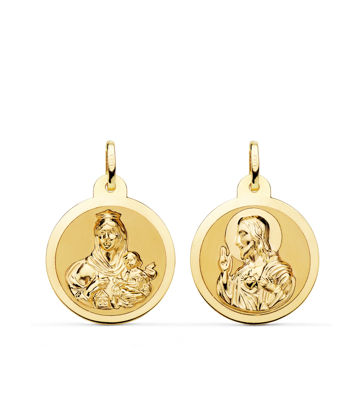 Scapolare Madonna del Carmelo 9 kt 22mm Lucido