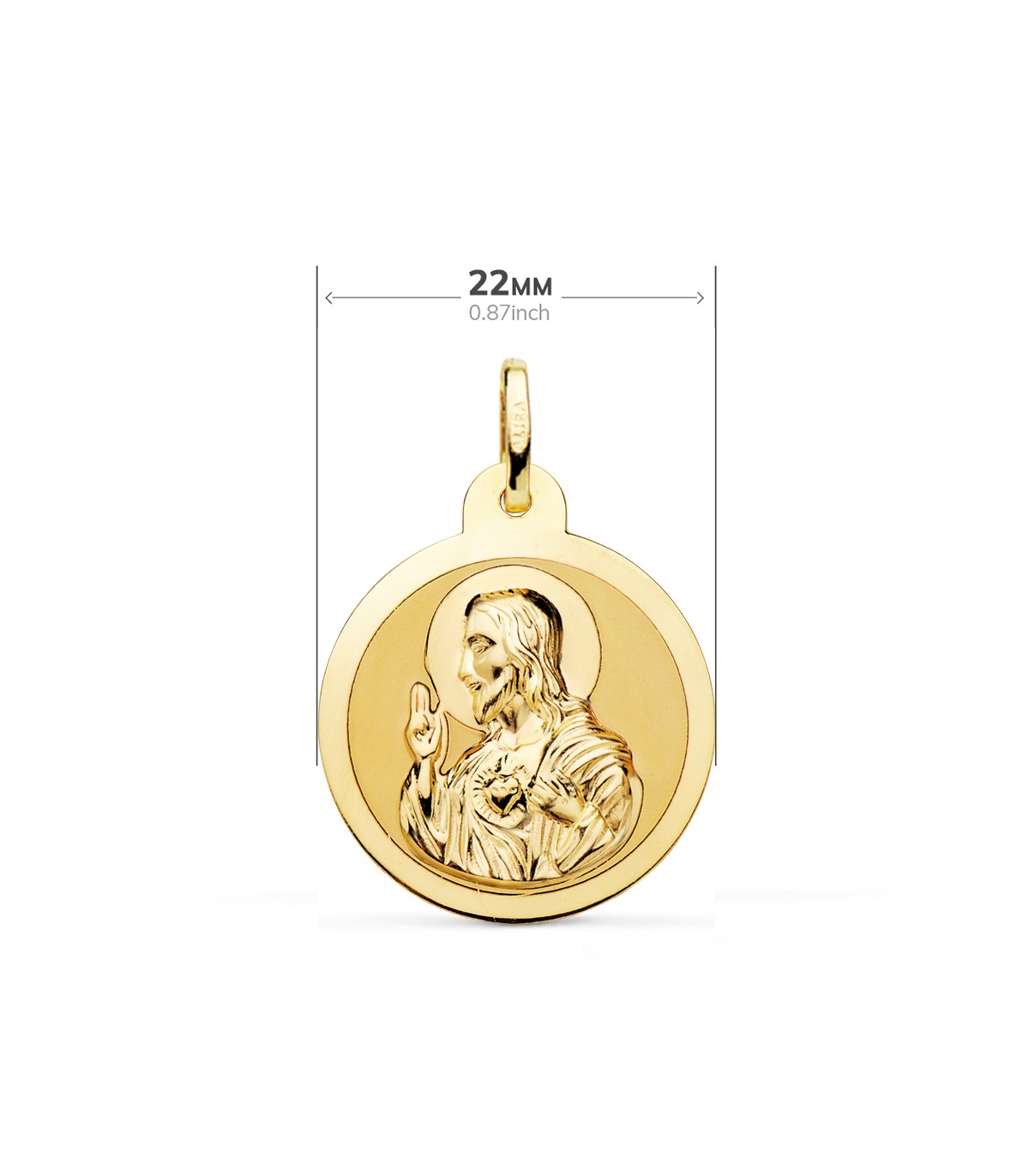 Escapulario V. Carmen y C. Jesús Oro 9K 22 mm Brillo - Joyas online de 9 kilates
