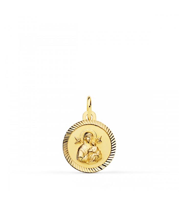 Médaille Notre-Dame du Perpétuel Secours Or 9K 12mm Diamanté