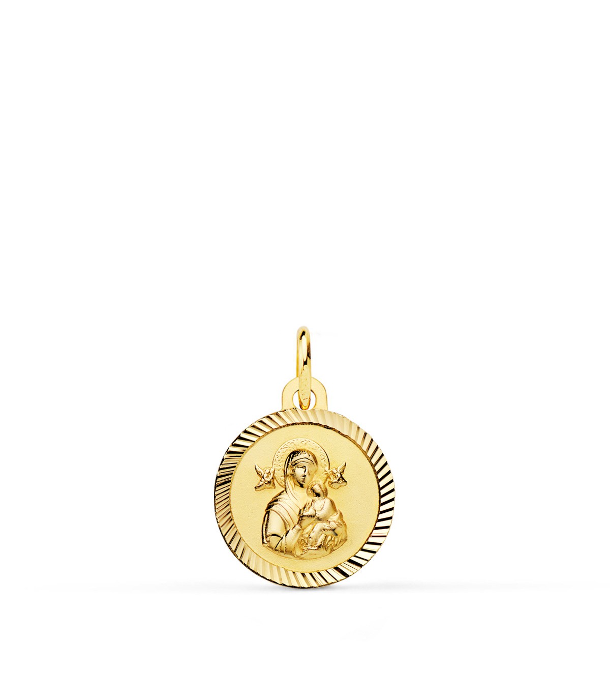 Médaille Notre-Dame du Perpétuel Secours Or 9K 12mm Diamanté