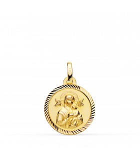 Medalla Virgen Perpetuo Socorro Oro 9K 16mm Hélice - joyas de 9 kilates