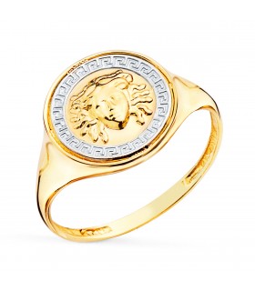 Anillo Medusa Mujer Oro Bicolor 18K - anillo greca griega
