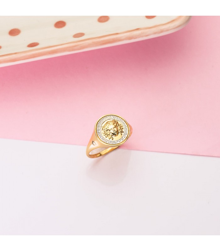 Anillo Medusa Mujer Oro Bicolor 18K - anillo greca griega