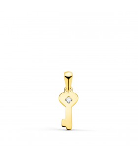 Ciondolo Chiave oro giallo 18kt, ciondolo piccolo 14 mm - Gioielli portafortuna