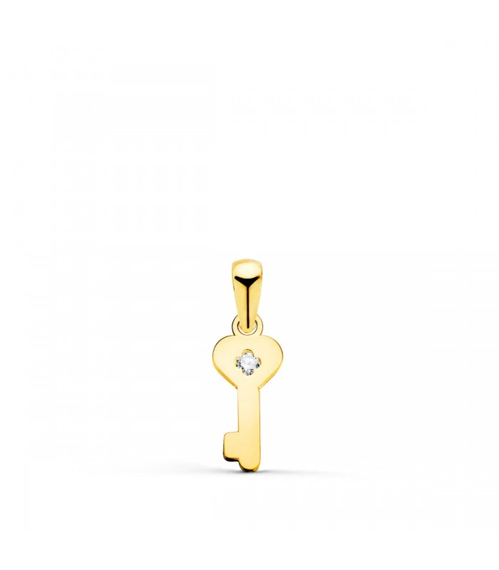 Ciondolo Chiave oro giallo 18kt, ciondolo piccolo 14 mm - Gioielli portafortuna