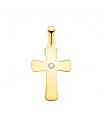Croix Plate Zircon Or Jaune 18 Carats 20 mm