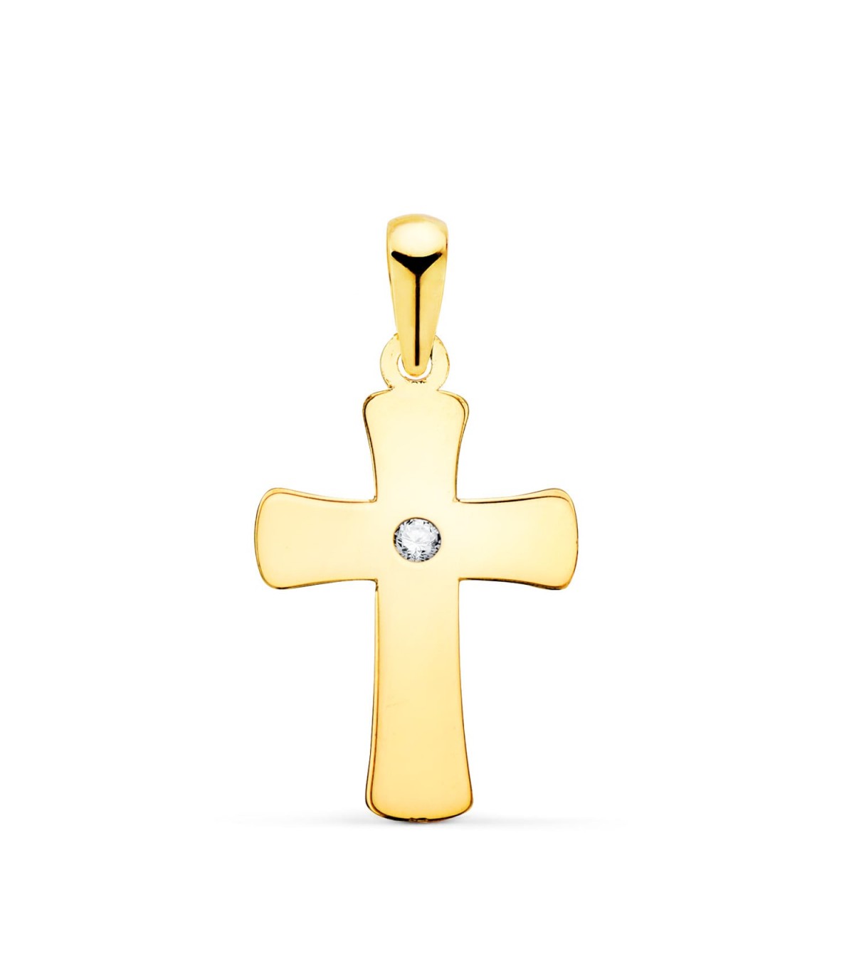 Anhänger Kreuz Gelbgold 18K & Zirkoniasteinen 22213 - Kreuzkette Damen