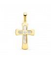 Croce scatolata Madreperla Oro giallo 18 carati 20 mm