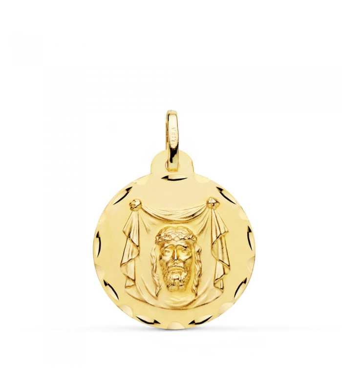 Alda Joyeros, joyería online. Medalla Cristo Santa Faz Oro 18K 22mm Tallada