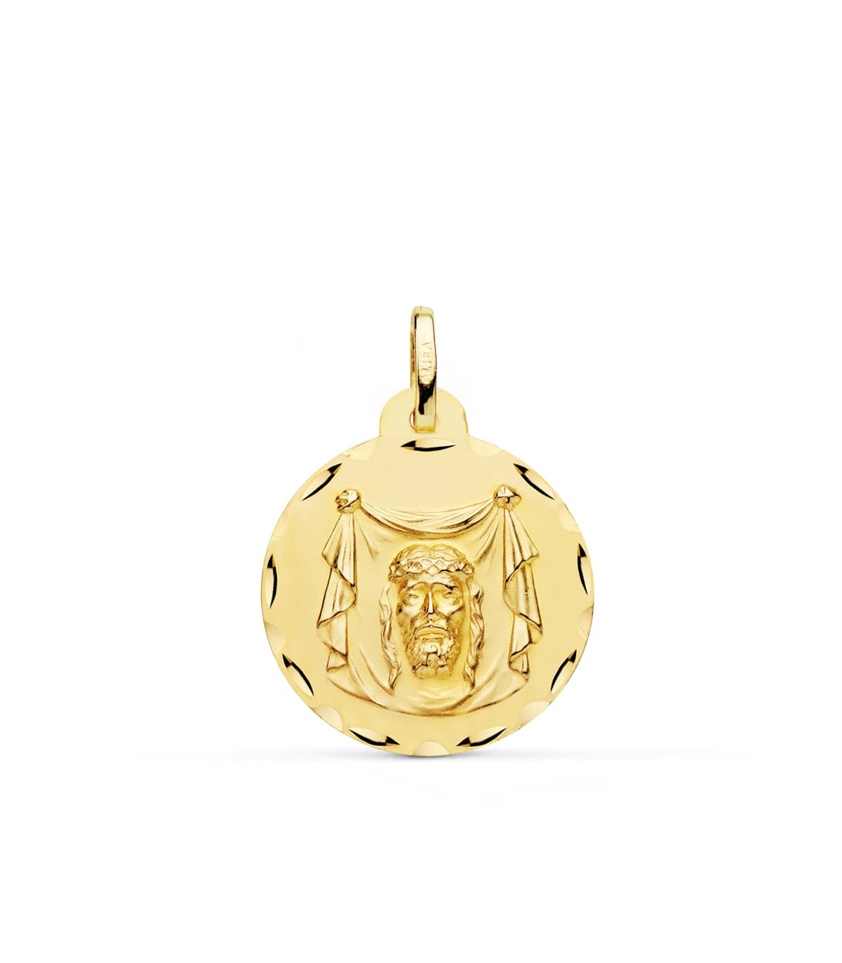 Alda Joyeros, joyería online. Medalla Cristo Santa Faz Oro 18K 22mm Tallada