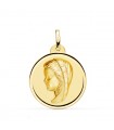 Medalla Virgen Niña Bisel Oro Amarillo 18 K 24 MM