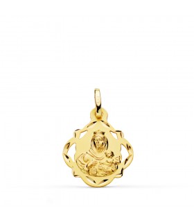 Medalla Virgen del Carmen Pandereta 16mm colgante oro grabado personalizado joya comunión