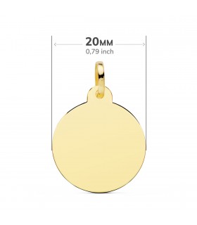 Chapa Redonda Oro 18K 20 mm Brillo colgante personalizado joya con fotografías grabado
