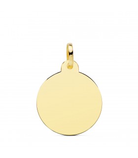 Chapa Redonda Oro 18K 20 mm Brillo colgante personalizado joya con fotografías grabado