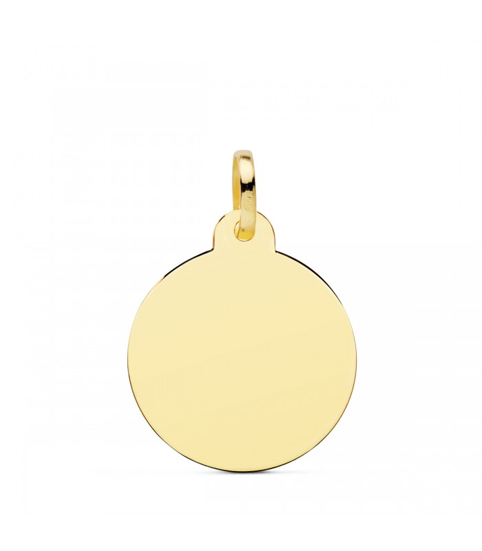 Chapa Redonda Oro 18K 20 mm Brillo colgante personalizado joya con fotografías grabado