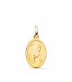Medalla Virgen Oval Oro 18 K 20 mm Matizada