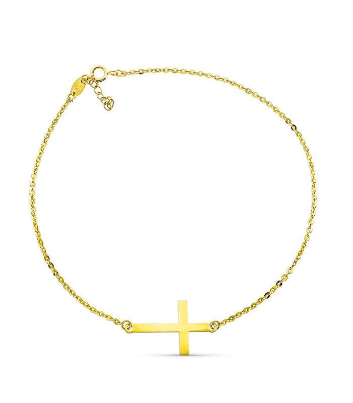 Cavigliera in oro 18kt Croce 24 cm- Gioielli donna