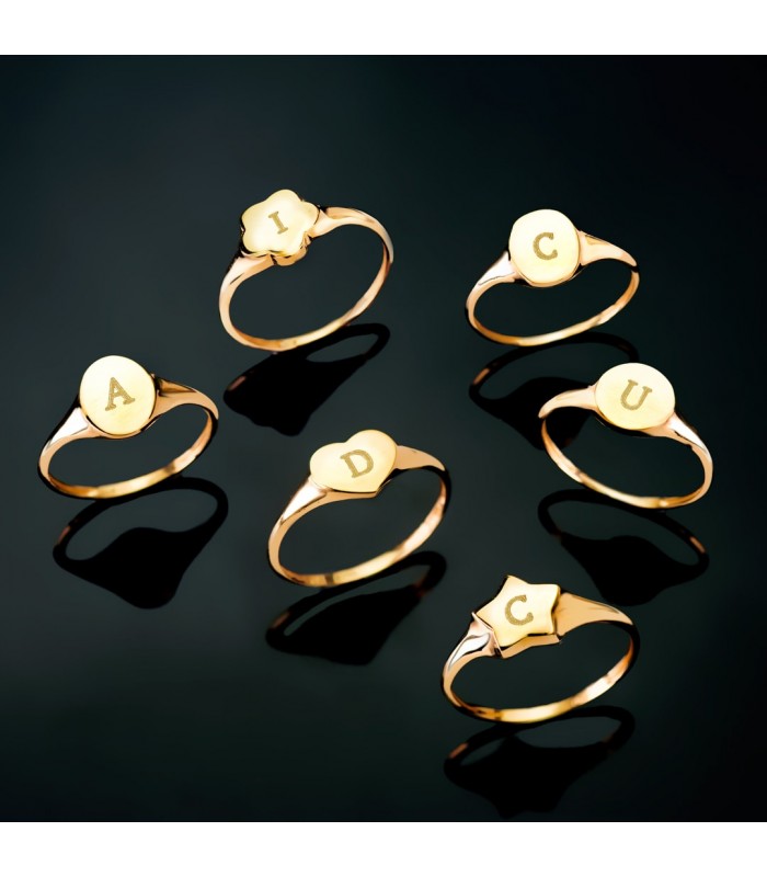 Anelli personalizzati in oro, incisione iniziali, anello donna fiore.