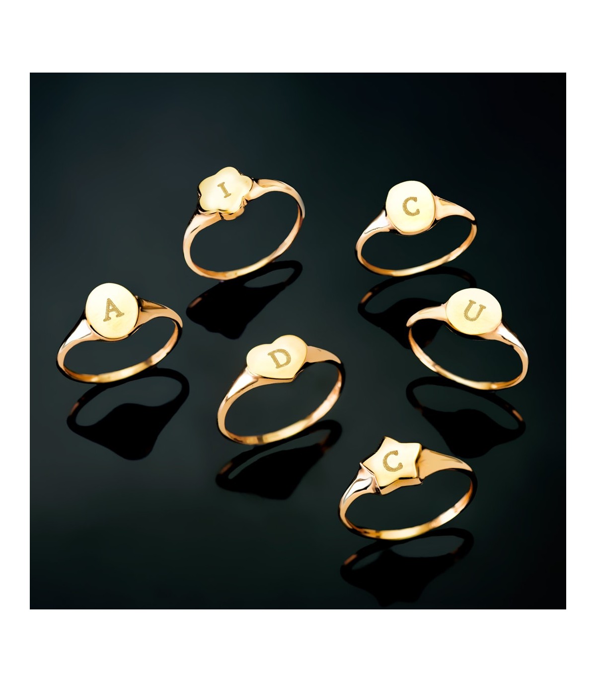Bijoux personnalisés, Bague Chevalière avec gravure initiale.