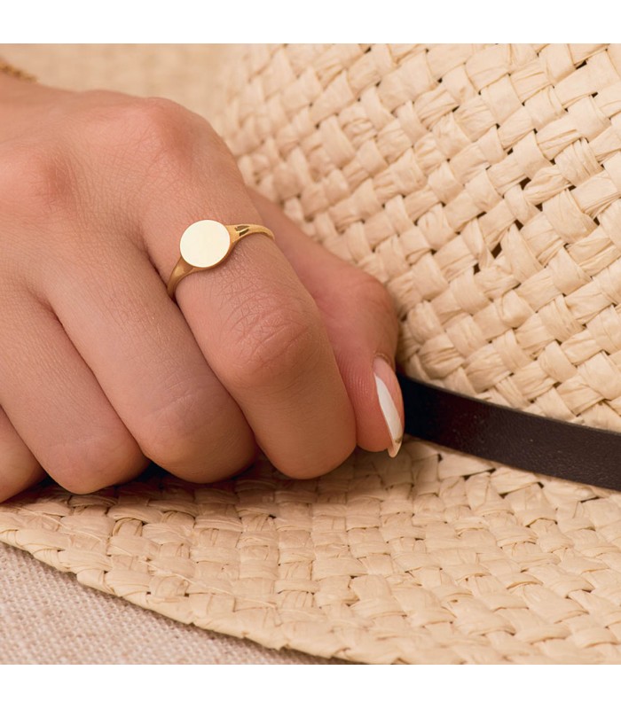 Anillo Sign Sello Mujer Redondo Oro 18K - joyas personalizadas - anillo personalizable iniciales