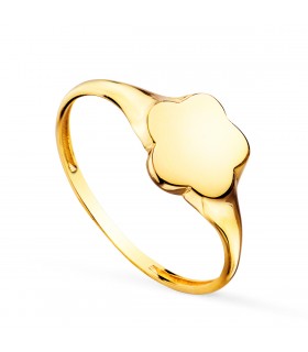 Anillo Sello Mujer Flor Oro 18K - joyas personalizadas - anillo personalizable iniciales