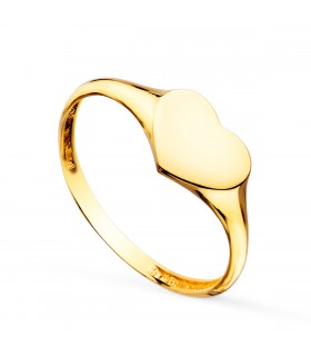 Anillo Sello Mujer Corazón Oro 18K - joyas personalizadas - anillo personalizable iniciales
