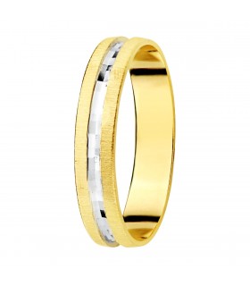 ALIANZA recta oro BICOLOR 18 kts. anillo de boda joyeria online grabado