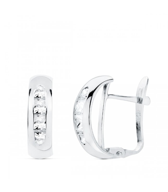 Orecchini mezzo cerchio Raizel Donna Oro bianco 18kt, Chiusura a scatto