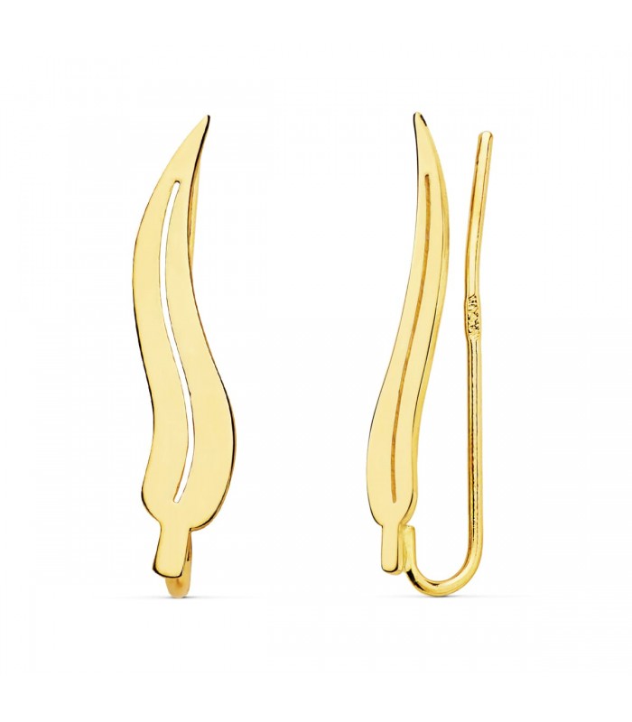 Orecchini lobo lunghi oro 18 kt, modello rampicanti a foglia | Gioielli donna