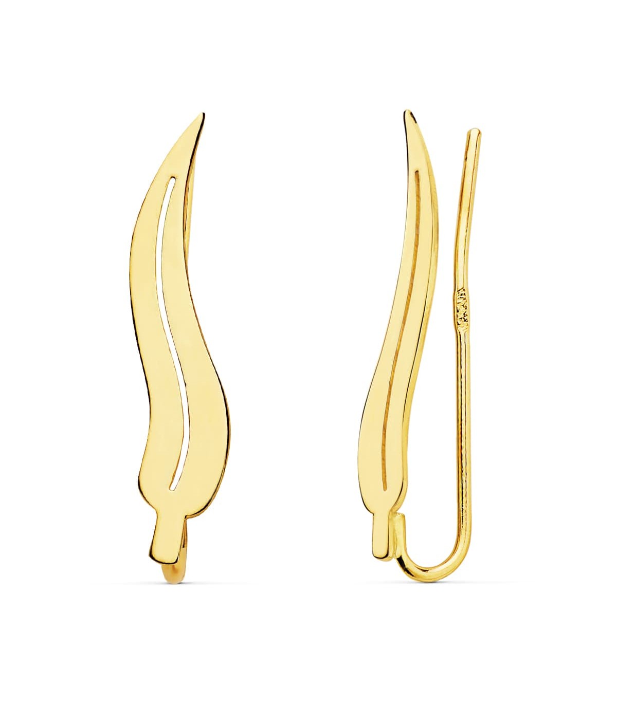 Grimpeurs d'oreilles Feuille Eucalyptus Or 18K