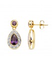 Pendientes Nebraska Oro Bicolor 18K Amatista 18mm