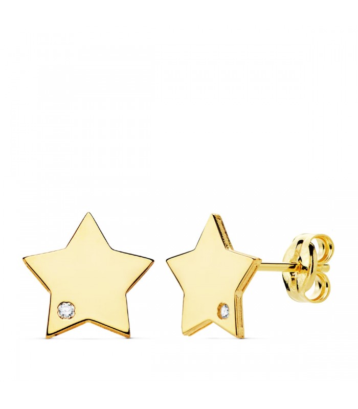 Orecchini a lobo con motivo di Stelle - Modello Space line in oro giallo 750 - Orecchine per ragazza o donna.