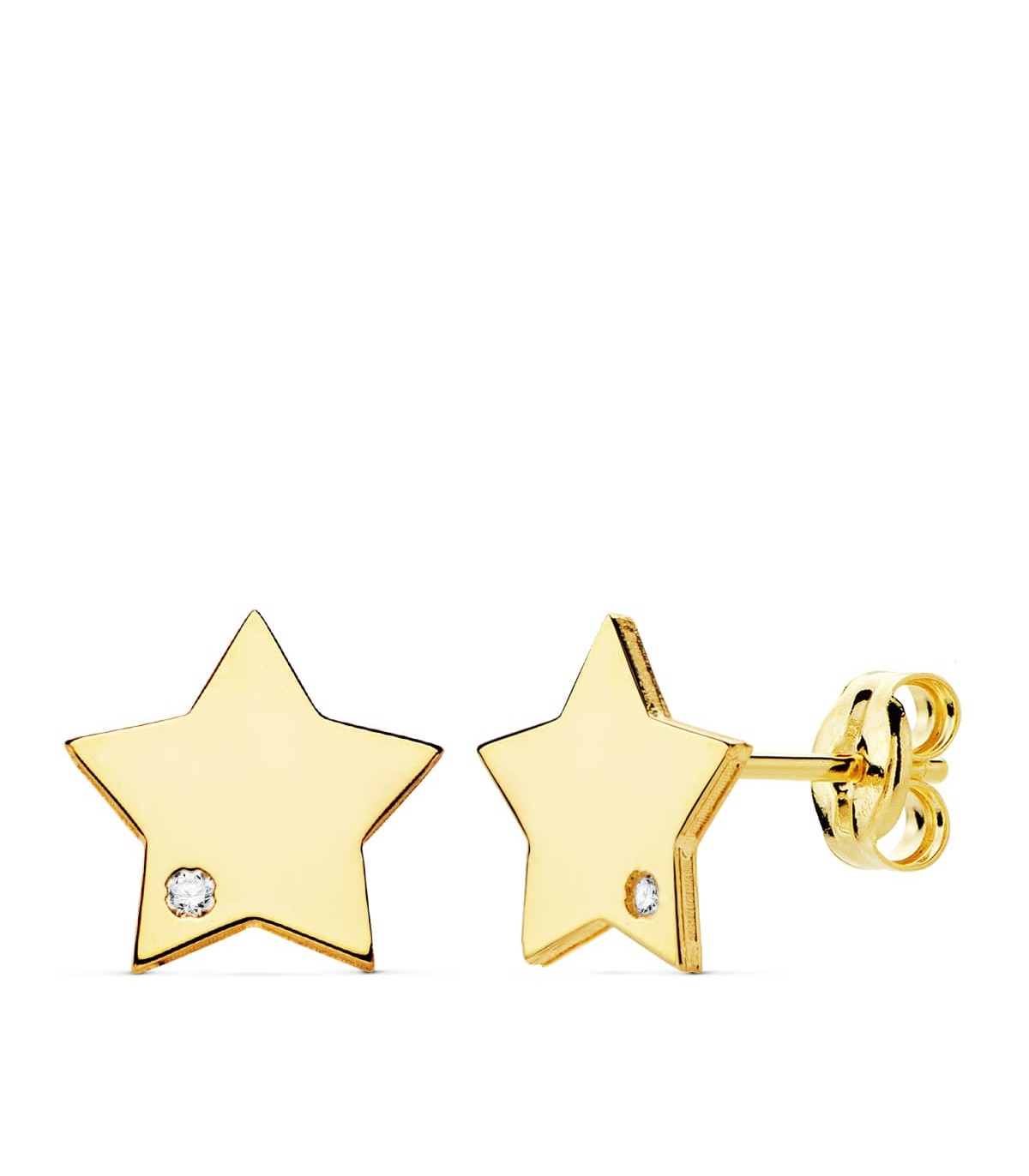 Orecchini a lobo con motivo di Stelle - Modello Space line in oro giallo 750 - Orecchine per ragazza o donna.