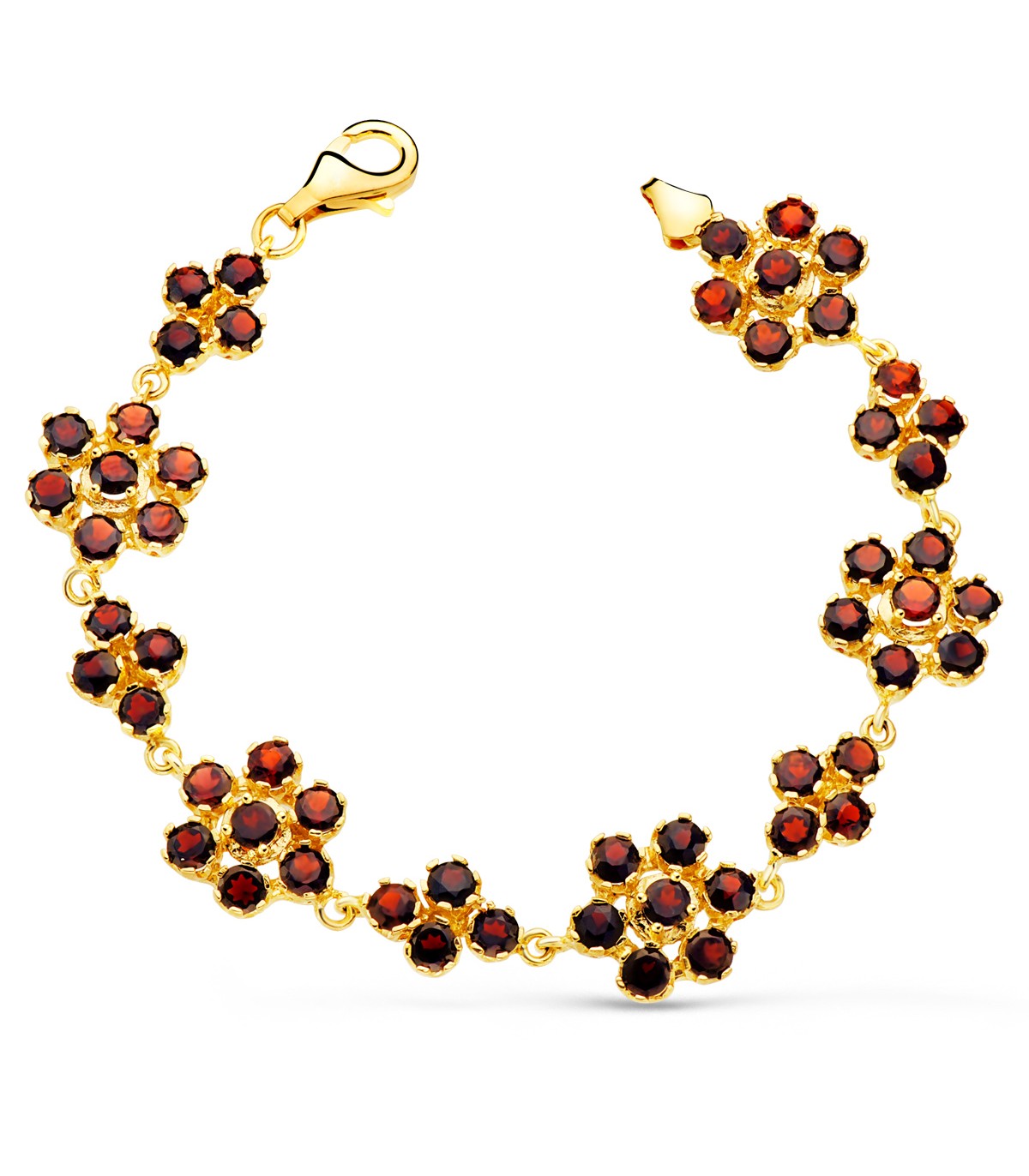 Pulsera Mujer Granate Oro Amarillo 18K