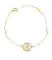 Bracciale Donna oro 18Kt Croce Caravaca Madreperla 20cm