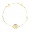 Bracelet Femme Or 18K Rose des vents Nacre 20cm