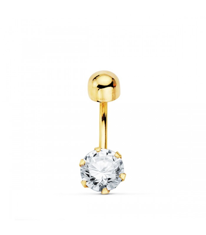 Piercing Ombligo Oro 18K Bola y Piedra