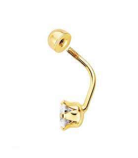 Piercing Ombligo Oro 18K Bola y Piedra