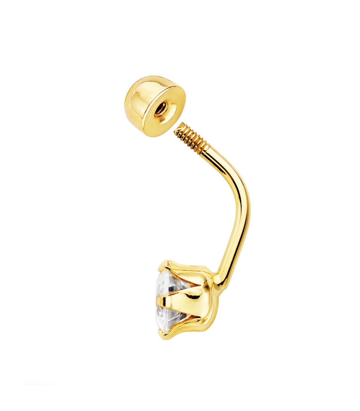 Piercing Ombligo Oro 18K Bola y Piedra