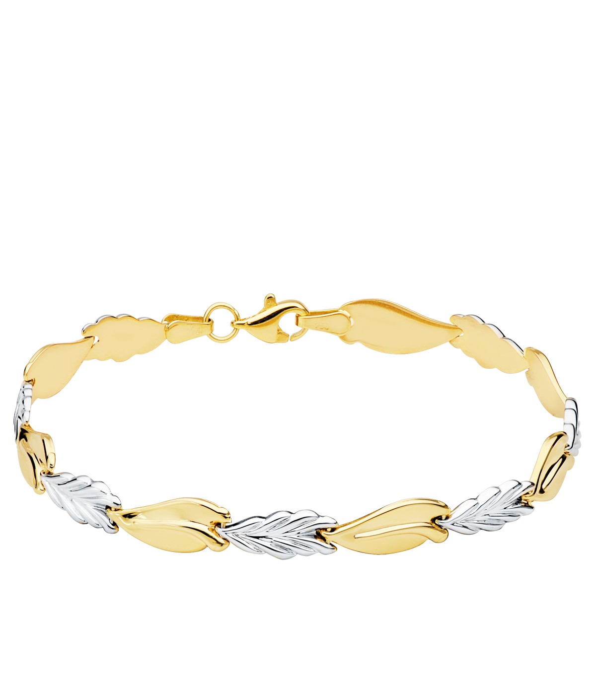 Pulsera Mujer Niamey Oro Bicolor 18K estampacion eslabon cierre mosqueton
