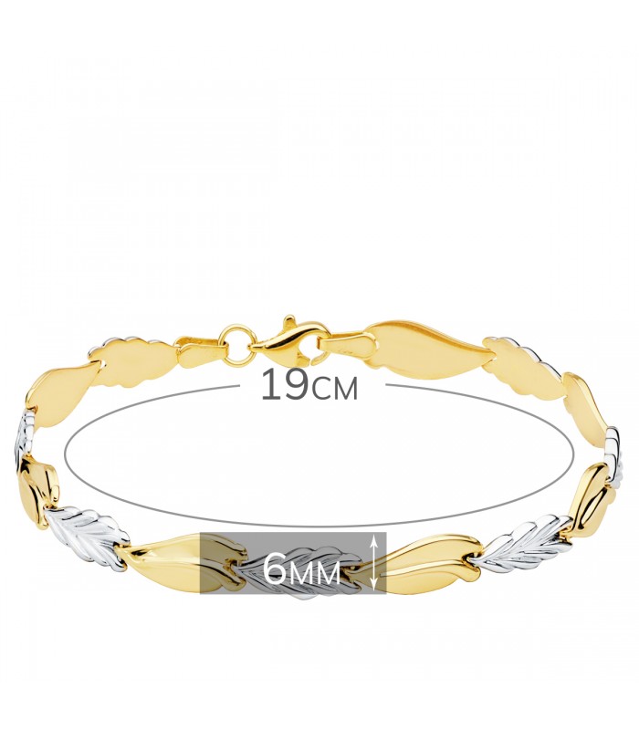 Pulsera Mujer Niamey Oro Bicolor 18K estampacion eslabon cierre mosqueton