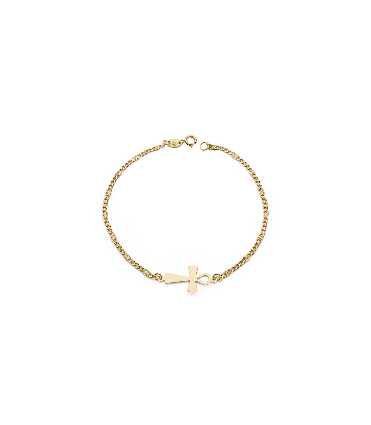 Pulsera oro 18 kilates tendencias joyeria mujer pulsera cruz de la vida