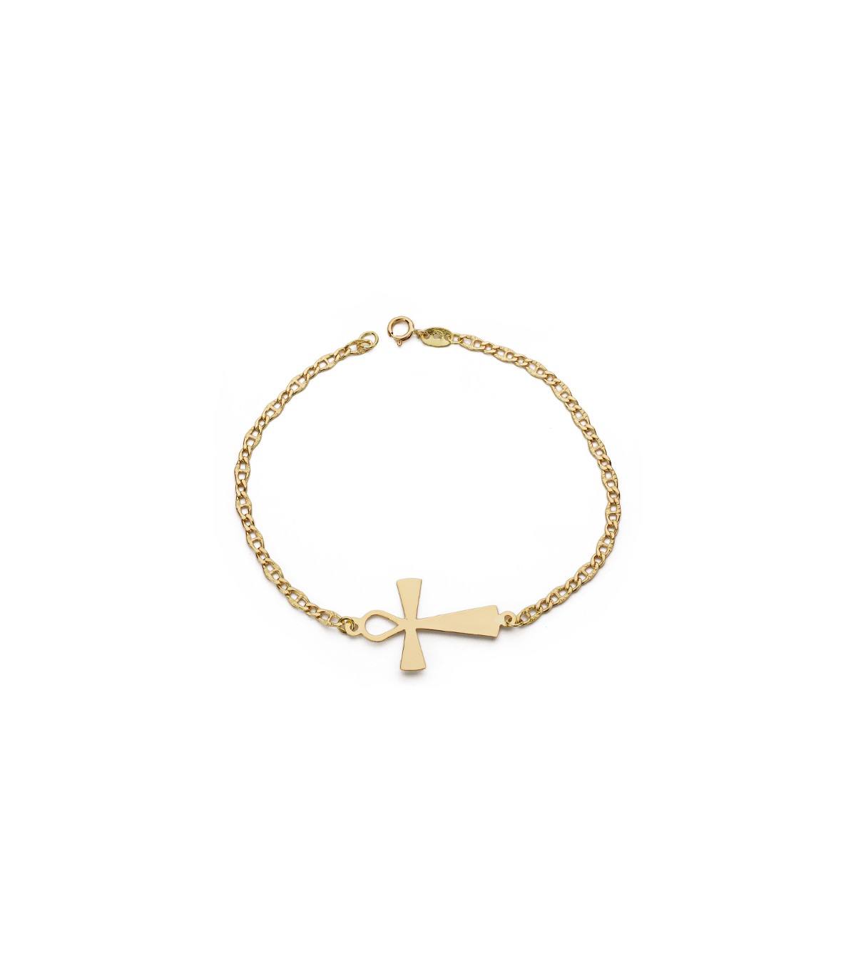 Pulsera de mujer oro amarillo símbolo cruz de la vida cadena cruz egipcia joyas de moda casual