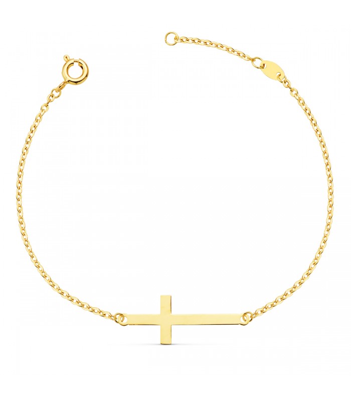 Pulsera de mujer oro 1ª ley 18 kilates pulsera con cadena cruz