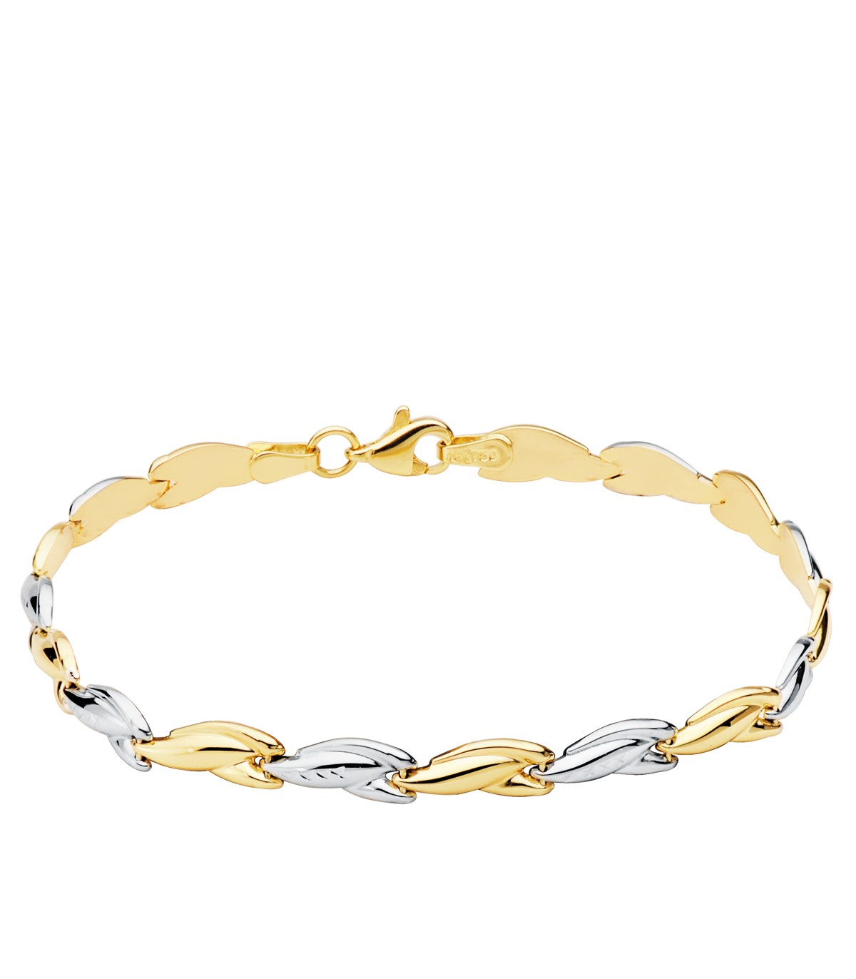 Pulsera Mujer Dakar Oro Bicolor 18K estampacion eslabones cierre mosqueton