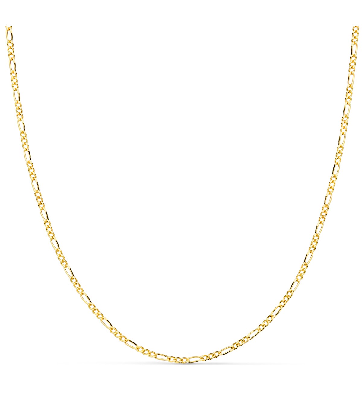 Catena in oro giallo 750, modello Figaro 3+1 - 1 mm x 60 cm, collana da uomo lunga, maglia piena.