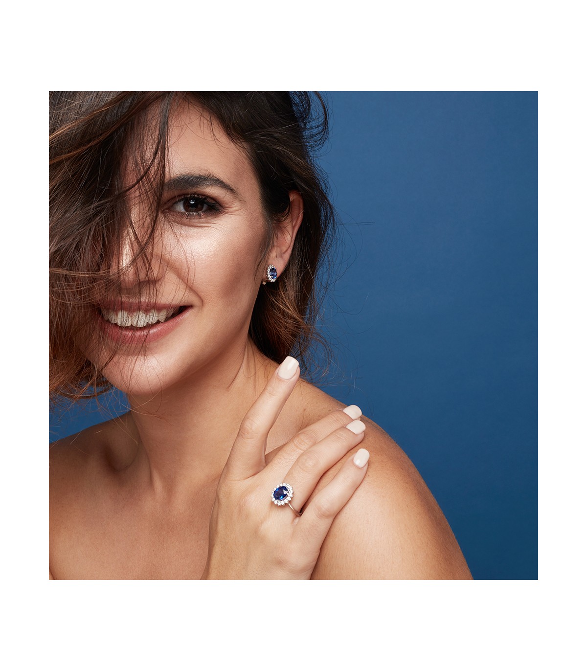 Ohrringe Sybil Saphir  und Diamant 750 Weißgold