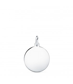 Alda Joyeros, joyería online | Chapa Redonda Oro Blanco 9K 16 mm Brillo | colgante con grabado