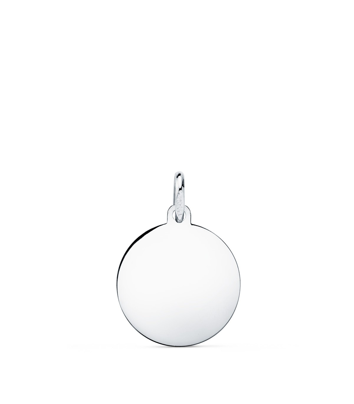 Alda Joyeros, joyería online | Chapa Redonda Oro Blanco 9K 16 mm Brillo | colgante con grabado
